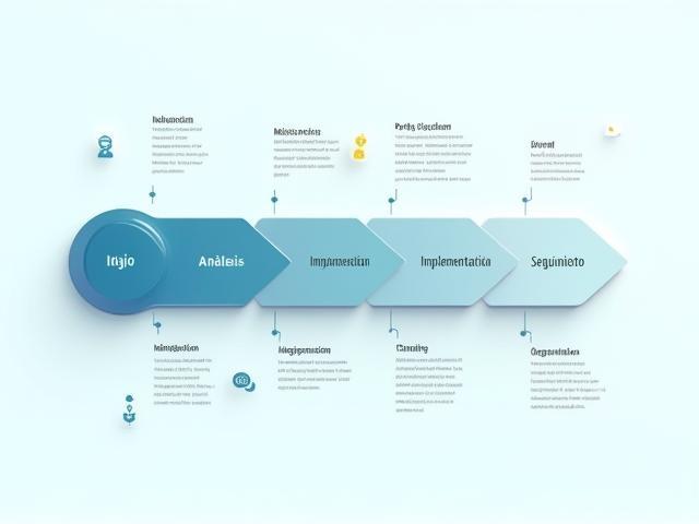 Diagrama de flujo mostrando fases de inicio, análisis, implementación y seguimiento con indicadores clave en cada fase